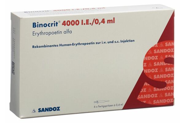 Binocrit Inj Lös 4000 IE/0.4ml 6 Fertspr 0.4 ml