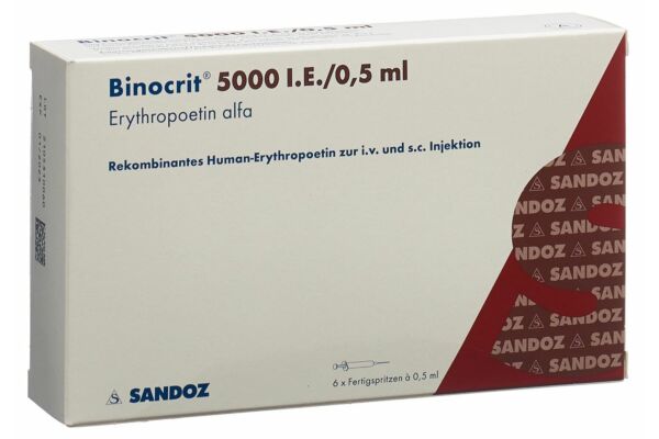 Binocrit Inj Lös 5000 IE/0.5ml 6 Fertspr 0.5 ml