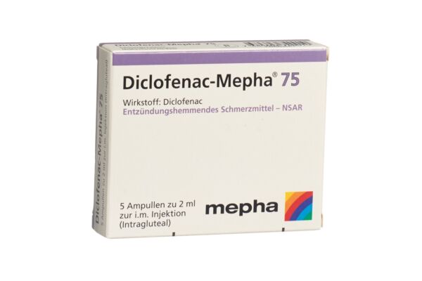 Diclofenac-Mepha Inj Lös 75 mg/2ml 5 Amp 2 ml
