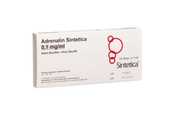 Adrenalin Sintetica 0.1 mg/ml sans disulfite 1ml 10 amp 1 ml