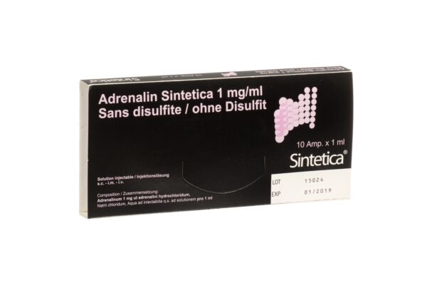 Adrenalin Sintetica 1 mg/ml sans disulfite 1ml 10 amp 1 ml