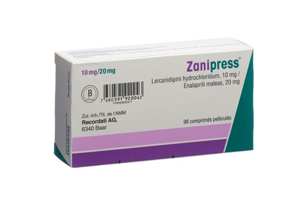 Zanipress cpr pell 10/20 mg 98 pce