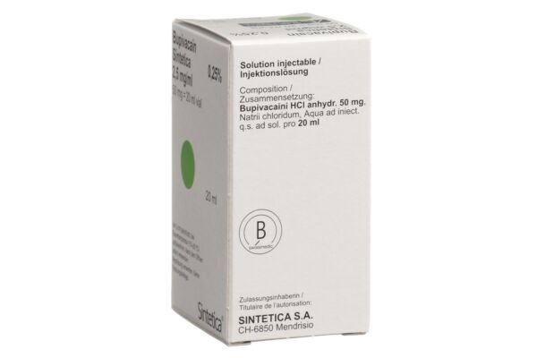 Bupivacain Sintetica sol inj 2.5 mg/ml vial 20 ml