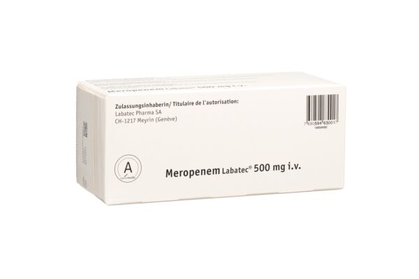 Meropenem Labatec i.v. subst sèche 500 mg pour injection ou perfusion flac 10 pce