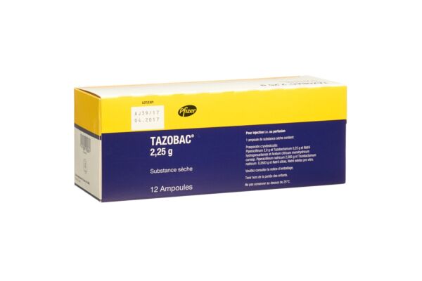Tazobac subst sèche 2.25 g flac 12 pce