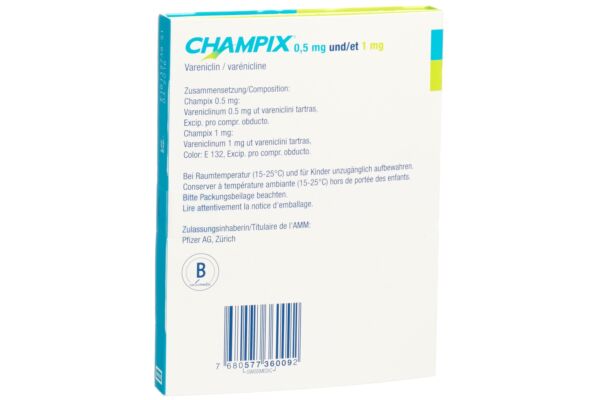 Champix emballage initial cpr pell 11x0.5mg/42x1mg