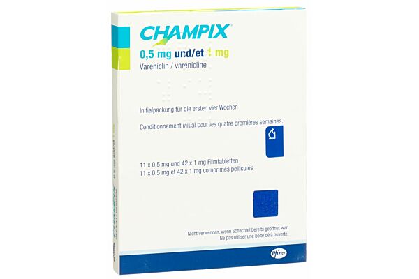 Champix emballage initial cpr pell 11x0.5mg/42x1mg