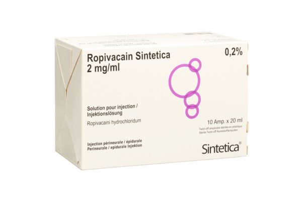 Ropivacain Sintetica prép inj perf 2 mg/ml 20ml ampoules 10 pce
