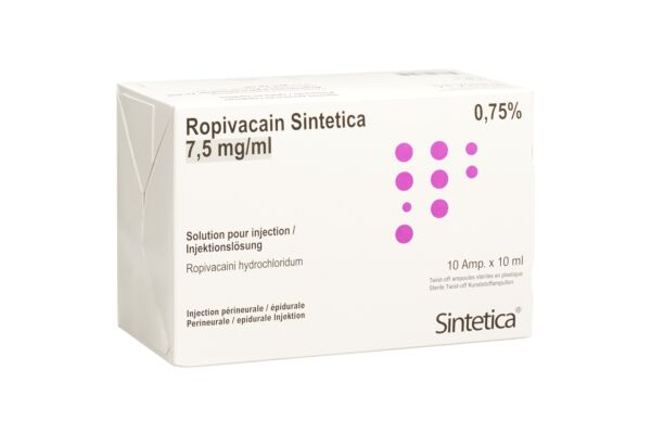 Ropivacain Sintetica Inj Lös 7.5 mg/ml 10ml Ampullen 10 Stk