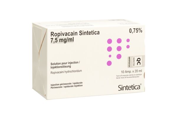 Ropivacain Sintetica Inj Lös 7.5 mg/ml 20ml Ampullen 10 Stk