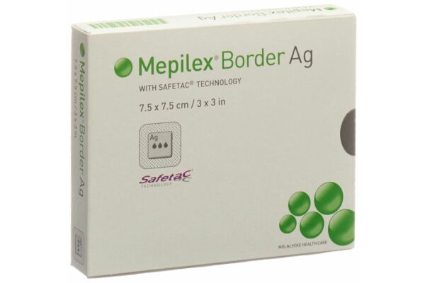 Mepilex Ag Border pansement hydrocellulaire 7.5x7.5cm 5 pce
