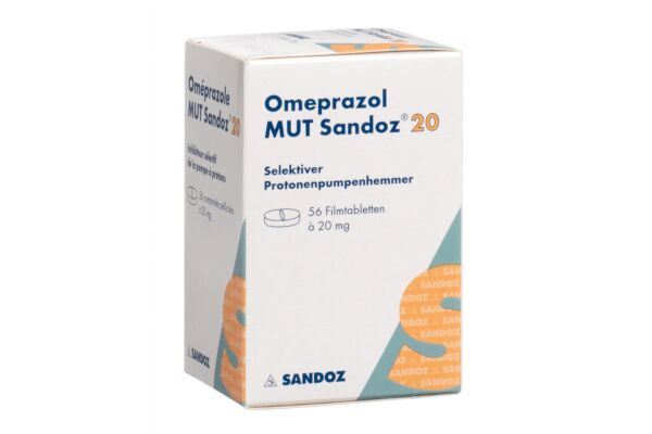 Oméprazole MUT Sandoz cpr pell 20 mg bte 56 pce