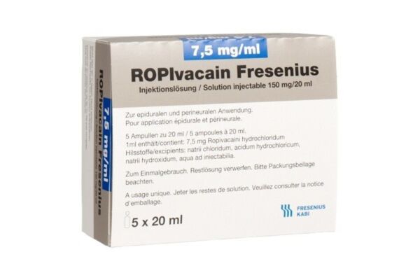 Ropivacain Fresenius Inj Lös 7.5 mg/ml 20ml Ampullen 5 Stk
