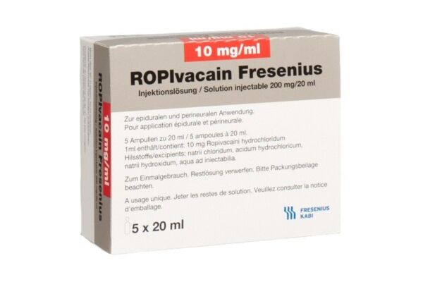 Ropivacain Fresenius sol inj 10 mg/ml 20ml ampoules 5 pce
