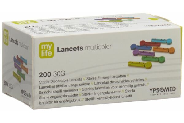 mylife Lancets lancettes jetables multicolor 200 pce