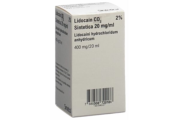 Lidocain CO2 Sintetica Inj Lös 2 % Vial 20 ml
