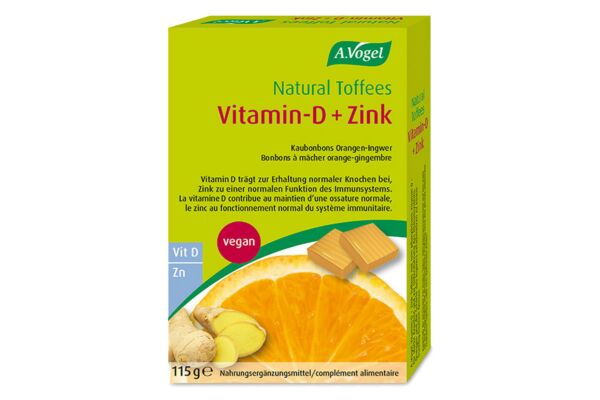 Vogel natural toffees vitamine D+zinc orange-gingembre 115 g