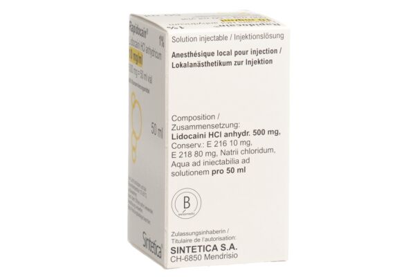 Rapidocain Inj Lös 500 mg/50ml Vial 50 ml
