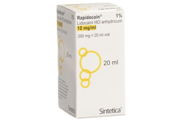 Rapidocain sol inj 200 mg/20ml sans conservateur vial 20 ml