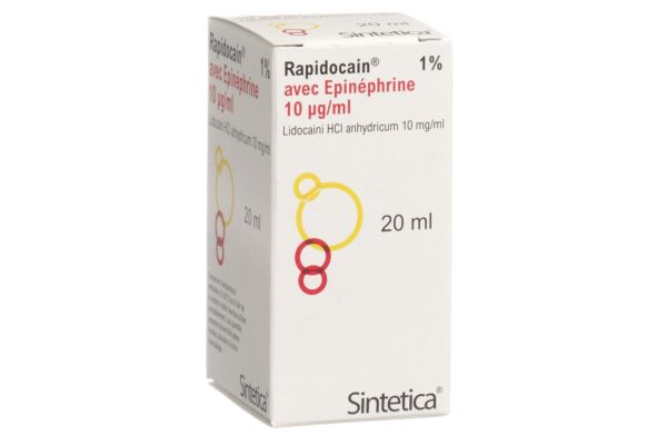 Rapidocain 10 mg/ml + Epinéphrine 10 mcg/ml sol inj vial 20 ml