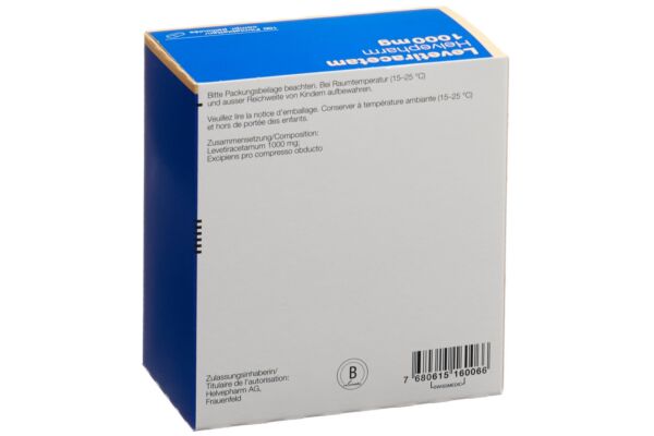 Levetiracetam Helvepharm Filmtabl 1000 mg 100 Stk