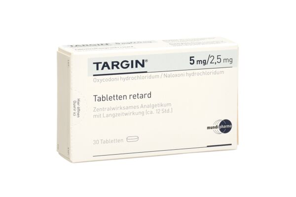 Targin cpr ret 5 mg/2.5 mg 30 pce