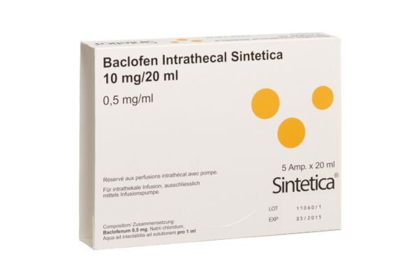 Baclofen Intrathecal Sintetica Inj Lös 10 mg/20ml 5 Amp 20 ml