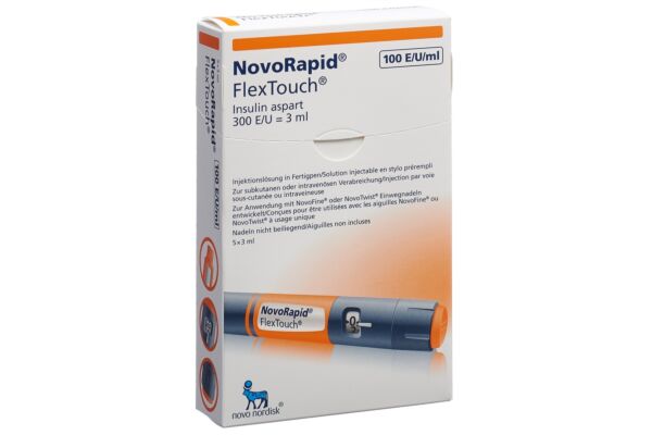 Insuline NovoRapid FlexTouch sol inj 5 stylo pré 3 ml