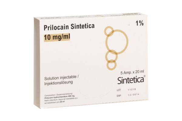 Prilocain Sintetica sol inj 10 mg/ml 5 amp 20 ml