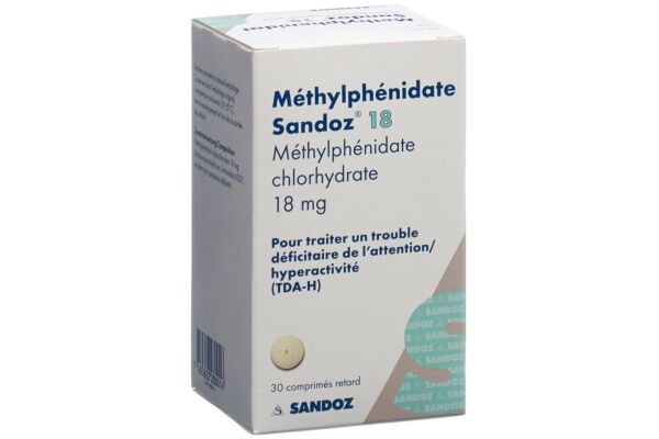 Méthylphénidate Sandoz cpr ret 18 mg bte 30 pce