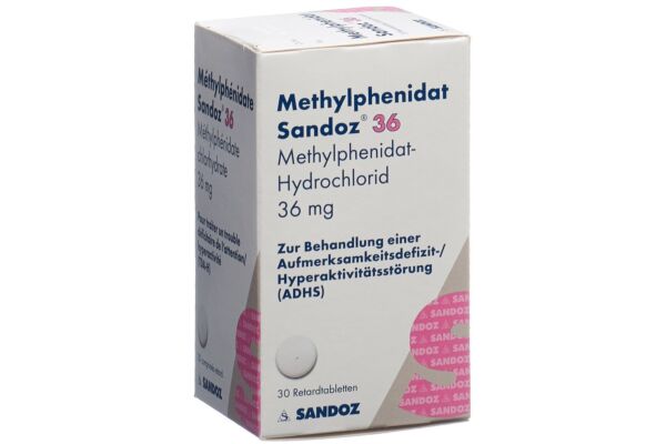 Méthylphénidate Sandoz cpr ret 36 mg bte 30 pce