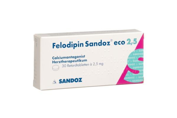 Felodipin Sandoz eco Ret Tabl 2.5 mg 30 Stk
