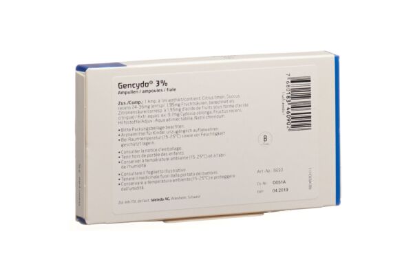 Gencydo 3% Inj Lös 8 Amp 1 ml
