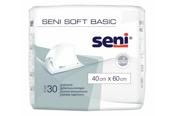 Seni Soft Basic alèses 40x60cm avec coussin absorbant en pulpe de cellulose 30 pce