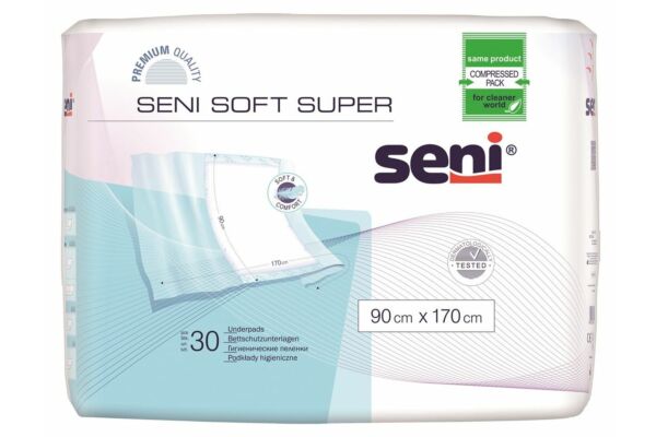 Seni Soft Super Einmal-Bettschutz mit Flügeln 90x170cm 4 Tropfen 30 Stk