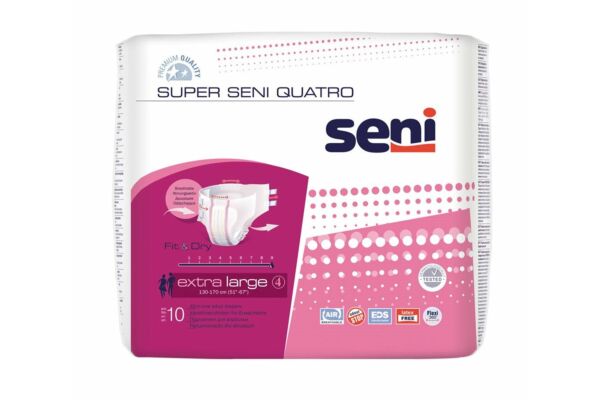 Super Seni Quatro changes complets XL respirants tour de taille 130-170cm 9 gouttes 10 pce