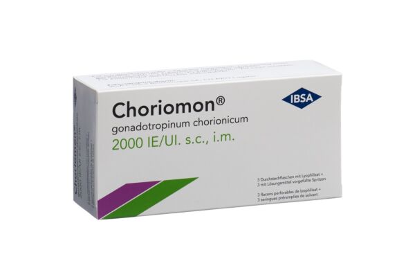 Choriomon Trockensub 2000 IE mit Solvens 1 ml (Fertigspritze) Durchstf 3 Stk