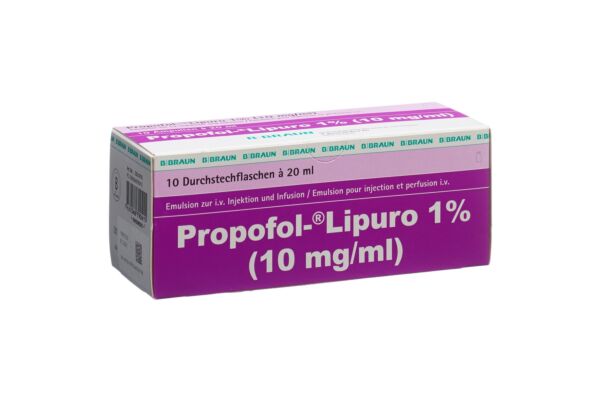 Propofol Lipuro 1% émuls inj 200 mg/20ml 10 vial 20 ml