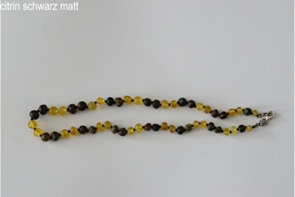 Amberstyle collier d'ambre jaune noir mat 32cm avec fermoir magnétique