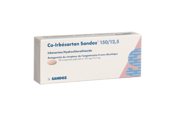 Co-Irbésartan Sandoz cpr pell 150/12.5 mg 28 pce