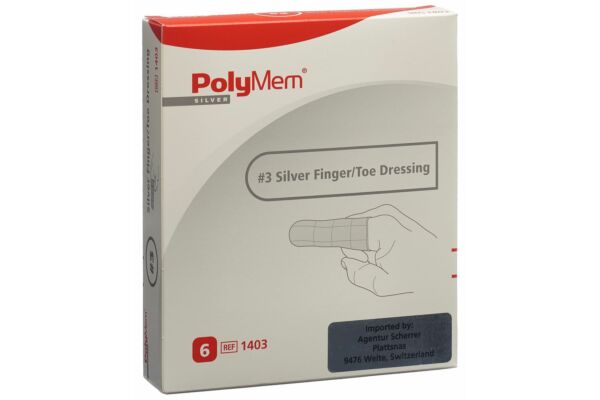 PolyMem Finger/ Zehenverband silver L No.3 6 Stk