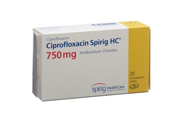 Ciprofloxacine Spirig HC cpr pell 750 mg 20 pce