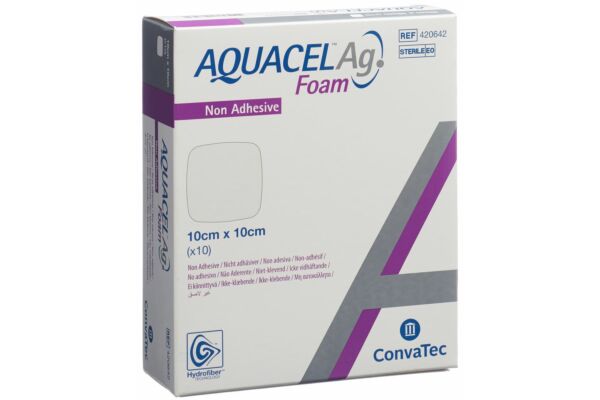 AQUACEL Ag Foam pansement souple non-adhésif 10x10cm 10 pce