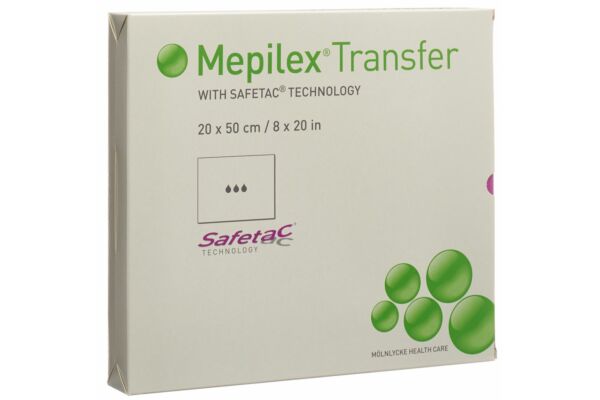 Mepilex Transfer Safetac pansement vulnéraire 20x50cm silicone 4 pce