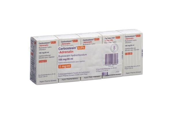 Carbostesin 0.5% -Adrenalin Inj Lös 100 mg/20ml 5 Durchstf 20 ml