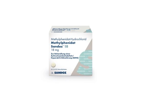 Méthylphénidate Sandoz cpr ret 18 mg bte 60 pce