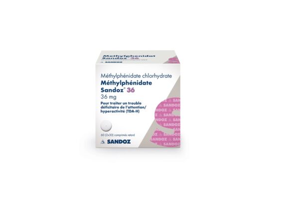 Méthylphénidate Sandoz cpr ret 36 mg bte 60 pce