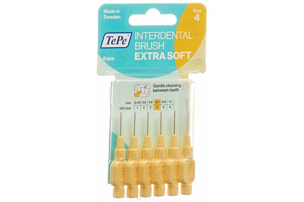 TePe Interdental Brush 0.7mm x-soft gelb Blist 6 Stk