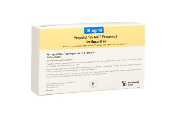 Propofol 1% MCT Fresenius émuls inj 500 mg/50ml seringue prépremplie