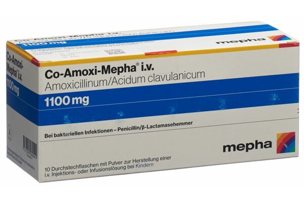 Co-Amoxi-Mepha Trockensub 1100 mg Durchstf 10 Stk